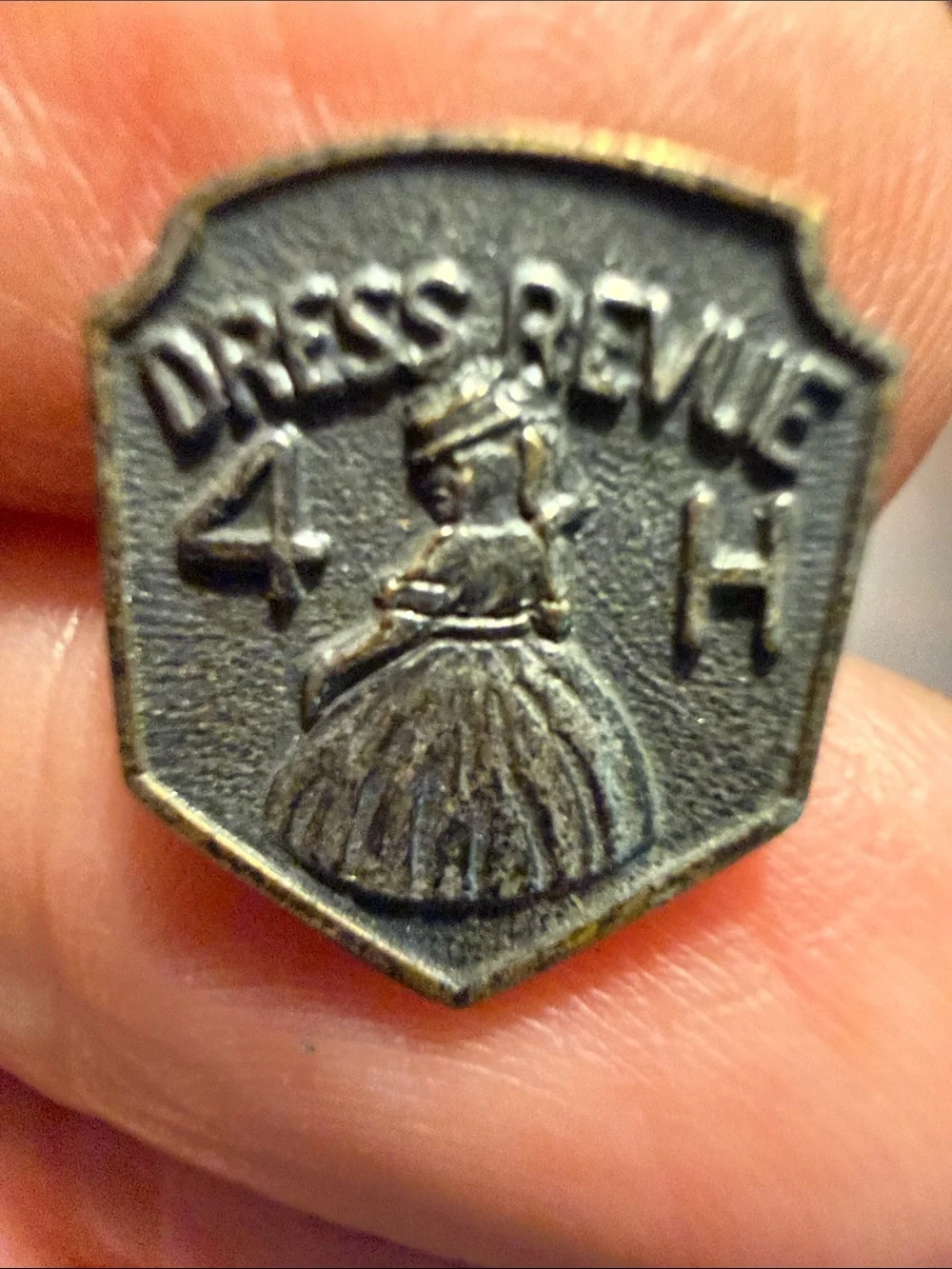 Vintage 50’s 4-H Club Pins — Green Clover Motif; Dress Revue